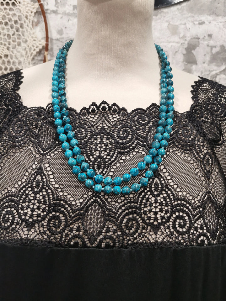 Sautoir Perles Malte Turquoise